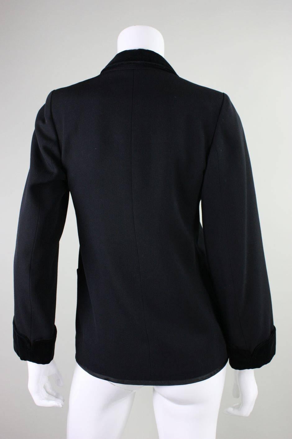 Women's 1970's Yves Saint Laurent Black Wool Tuxedo Jacket For Sale