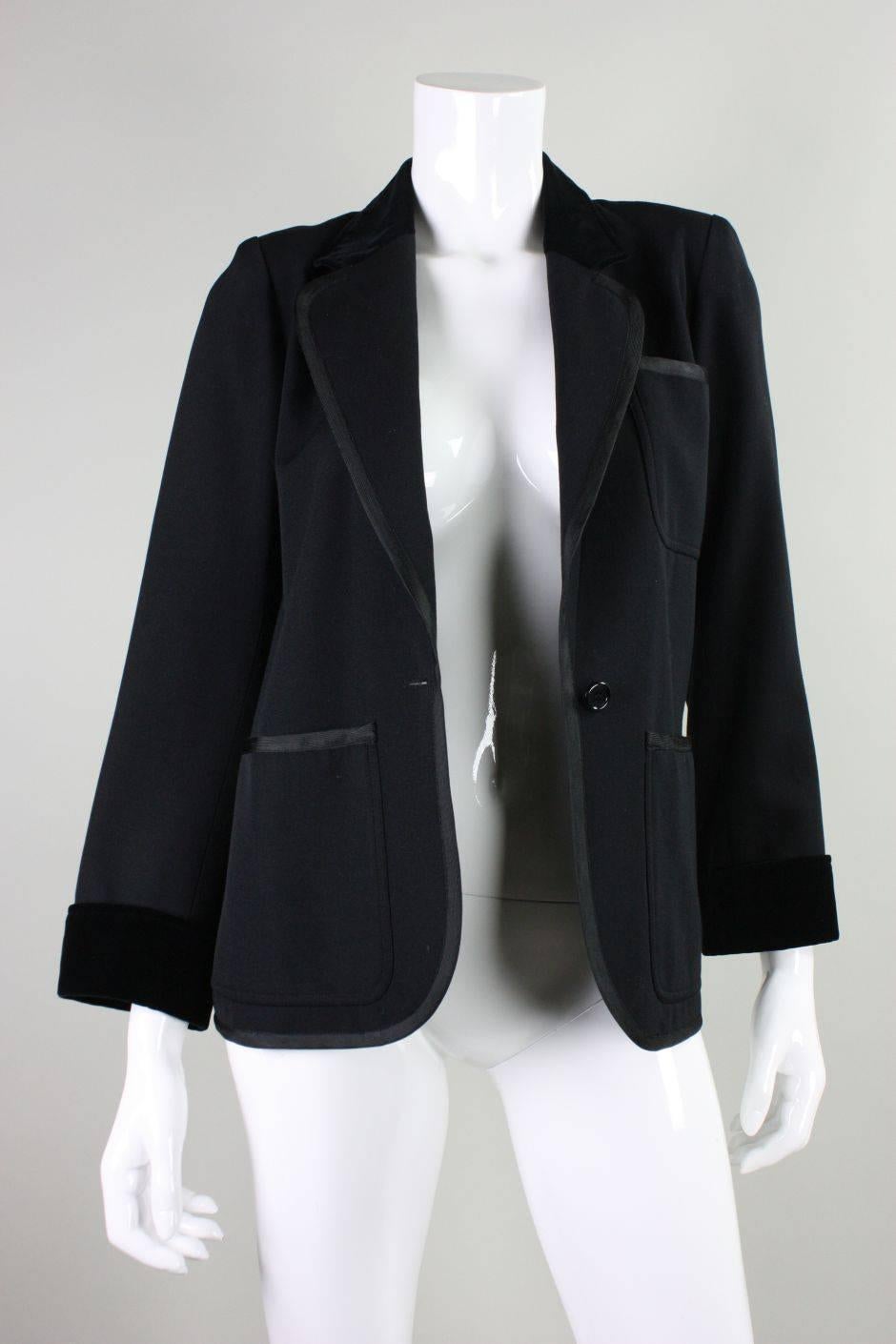 1970's Yves Saint Laurent Black Wool Tuxedo Jacket For Sale 3