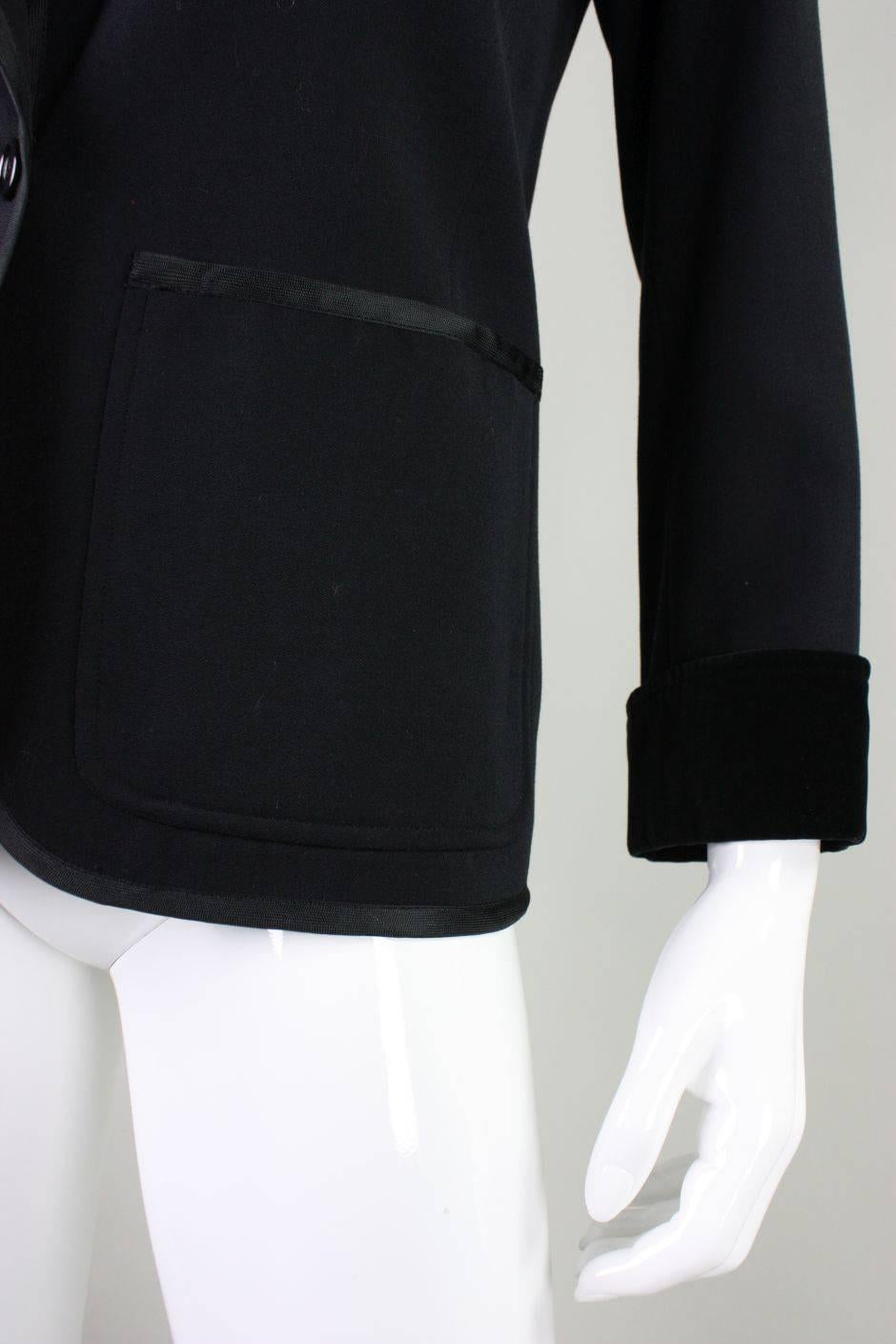 1970's Yves Saint Laurent Black Wool Tuxedo Jacket For Sale 2