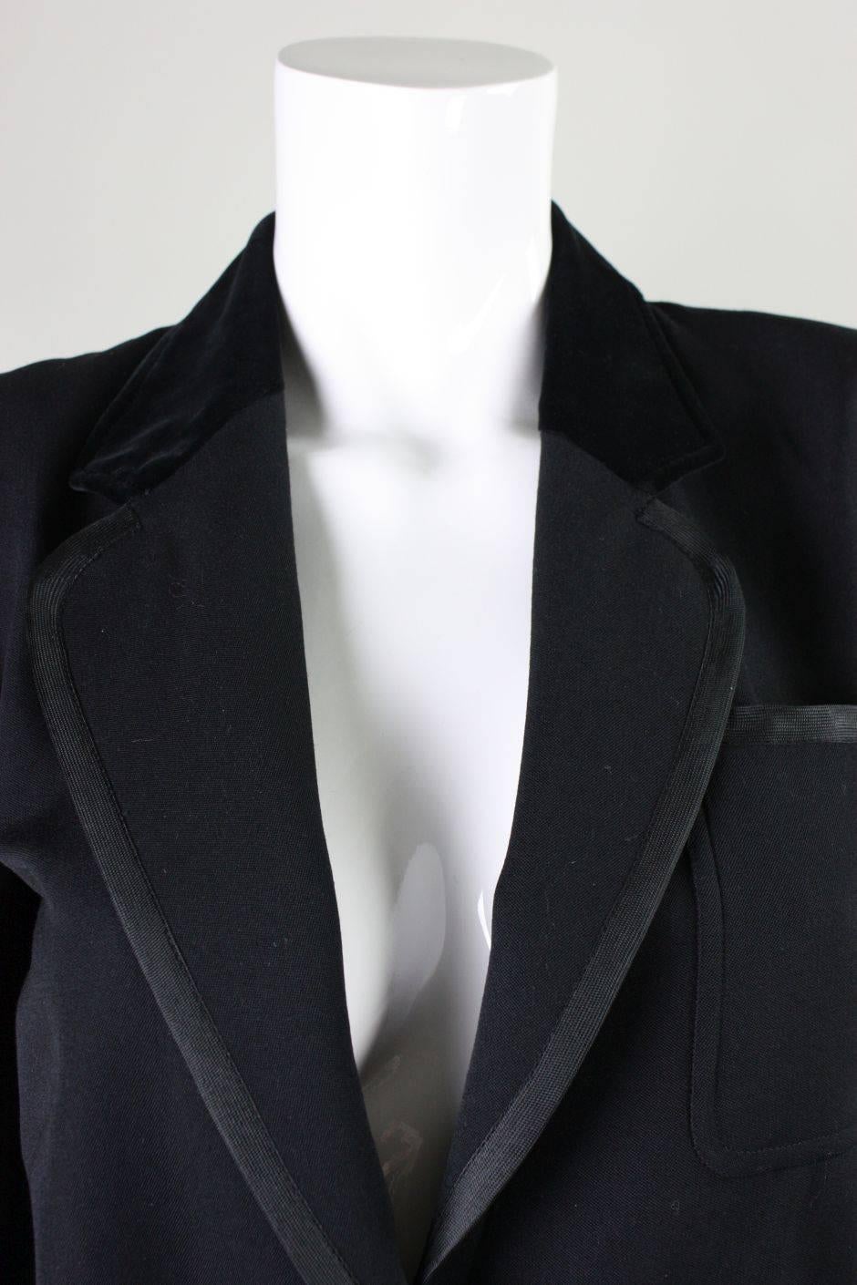 1970's Yves Saint Laurent Black Wool Tuxedo Jacket For Sale 1
