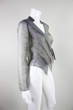 1990's Sheer Organza Blouse with Diagonal Pleating