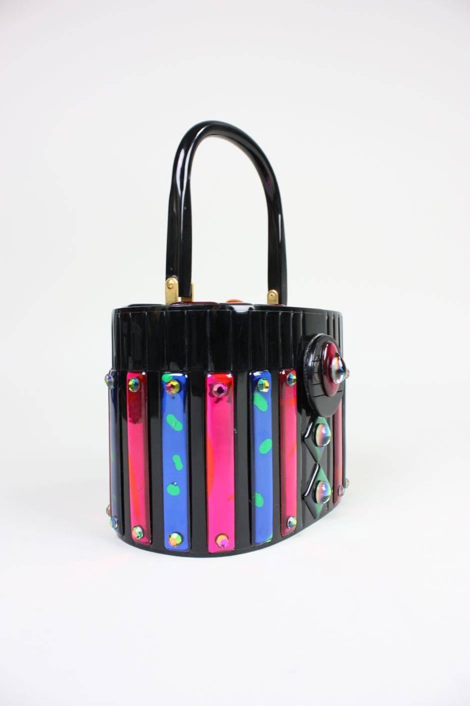 Black 1980's Playful Resin & Acrylic Handbag