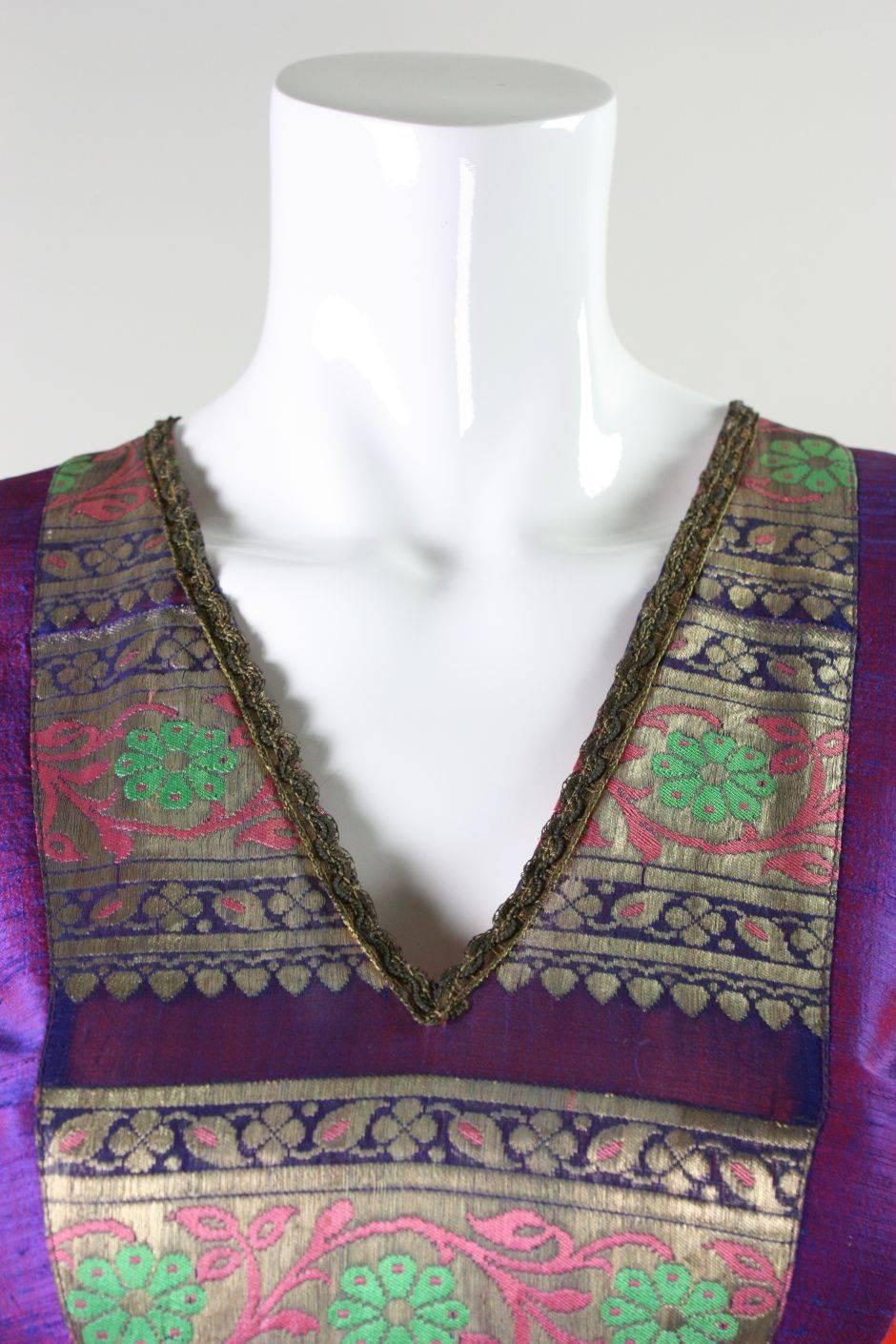 1970's Thea Porter Metallic Silk Gown For Sale 1
