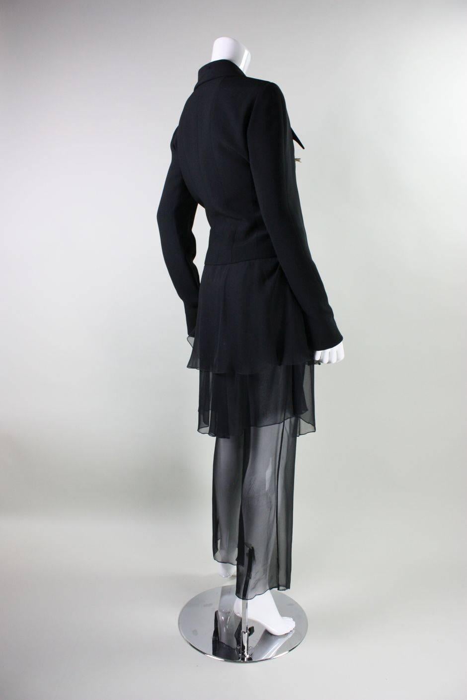1990's Karl Lagerfeld Chiffon Ensemble with Insect Embellishments In Excellent Condition For Sale In Los Angeles, CA