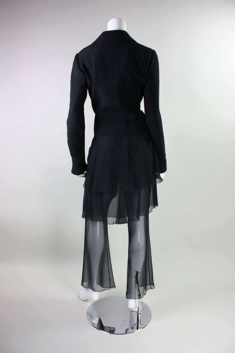 Women's 1990's Karl Lagerfeld Chiffon Ensemble with Insect Embellishments For Sale