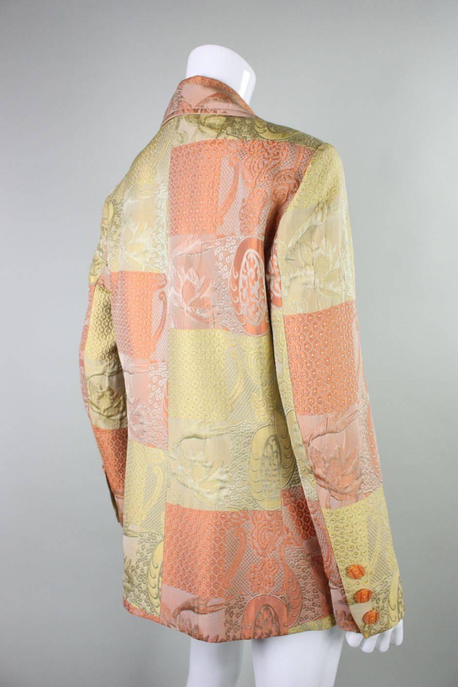 Beige 1990's Christian Lacroix Jacquard Blazer For Sale