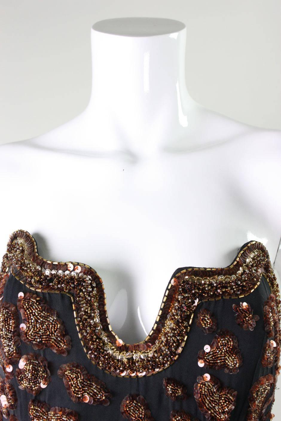 Fabrice Strapless Beaded Cocktail Dress, 1990s  For Sale 1