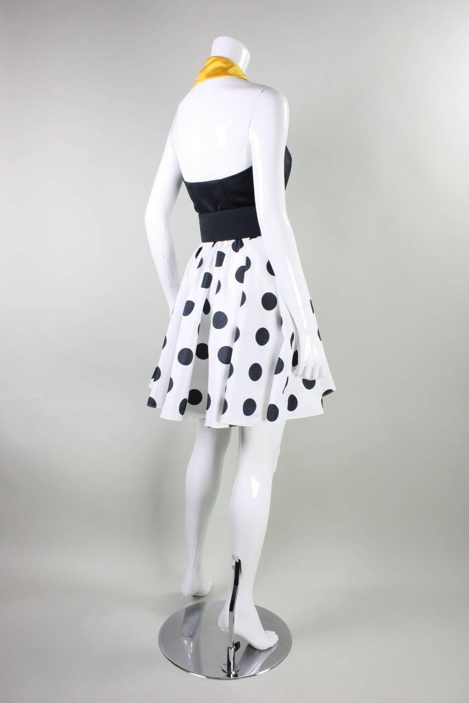 Gray 1980's Kathryn Conover Polka-Dotted Halter Dress For Sale