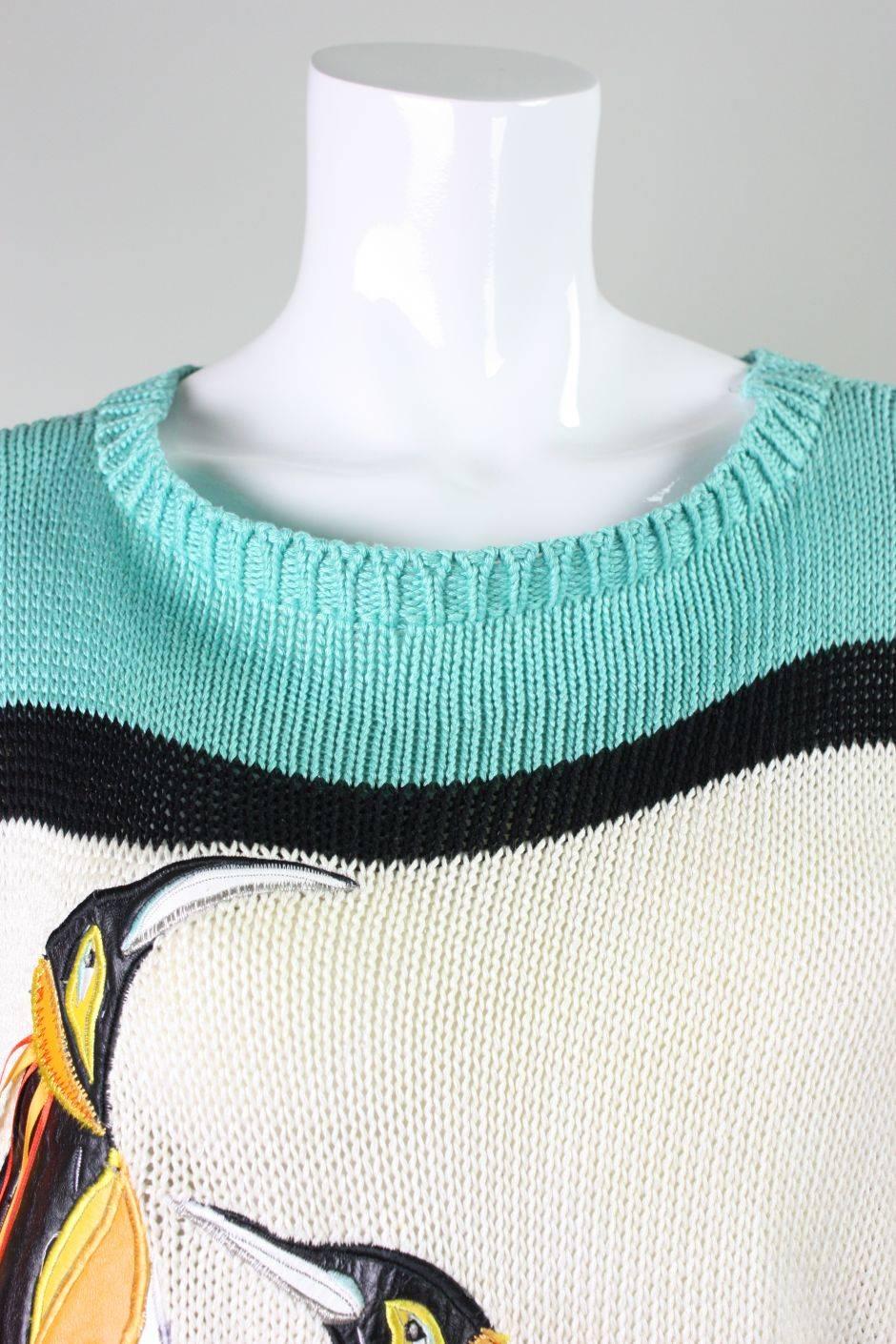 1980's Szato Sweater with Penguin Applique For Sale 1