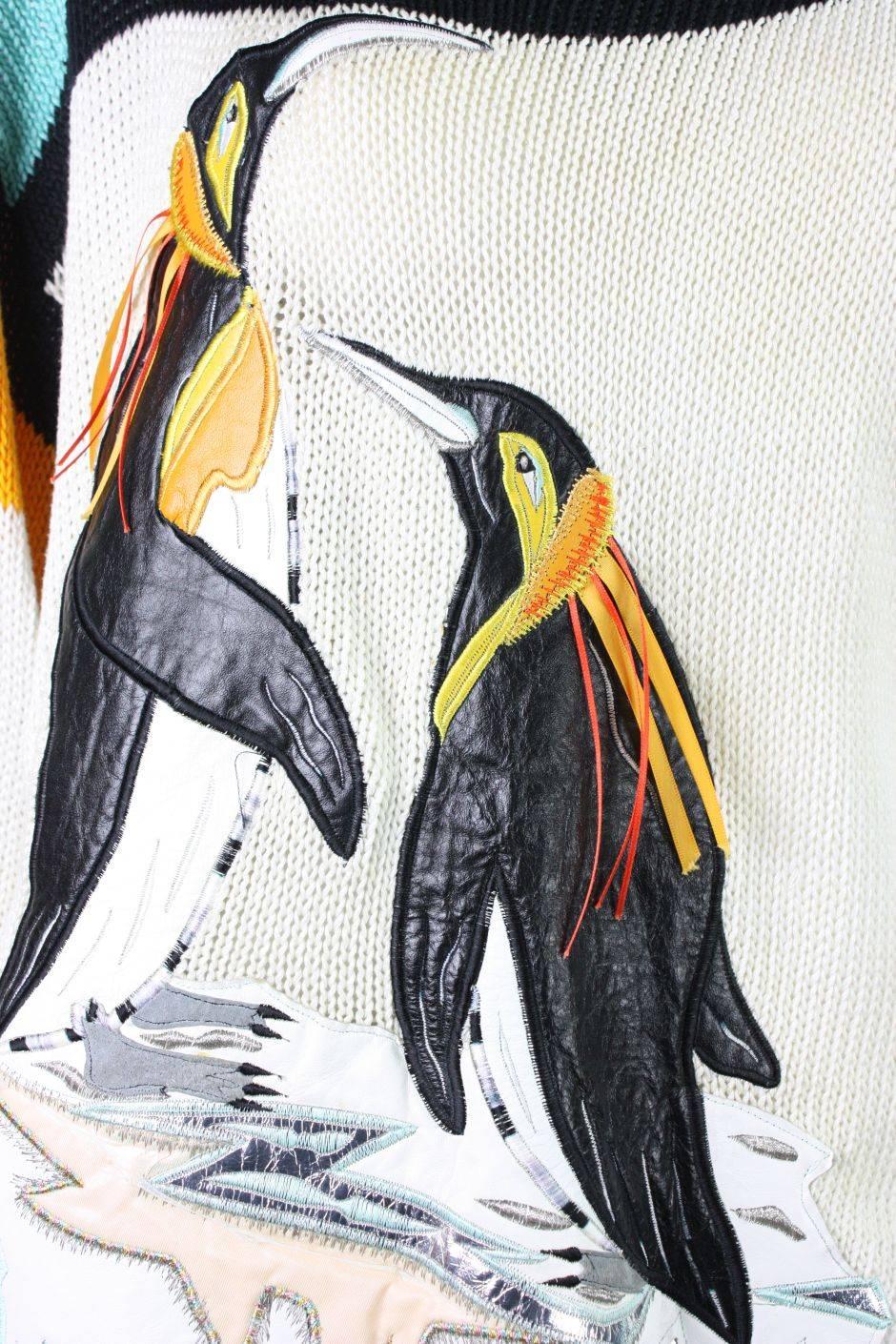 1980's Szato Sweater with Penguin Applique For Sale 2