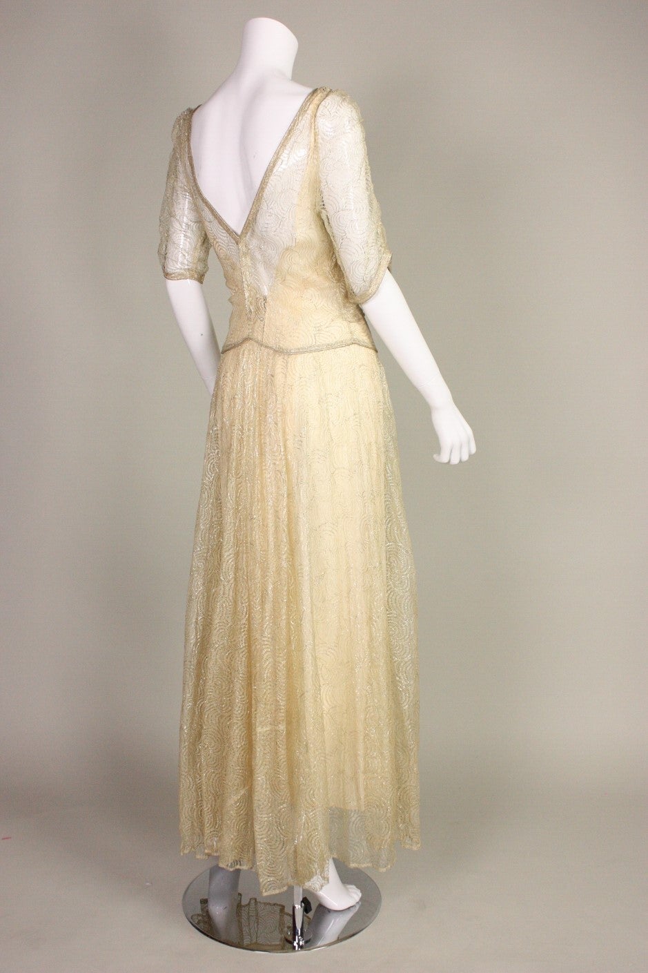 Women's 1930's Lame Lace Gown