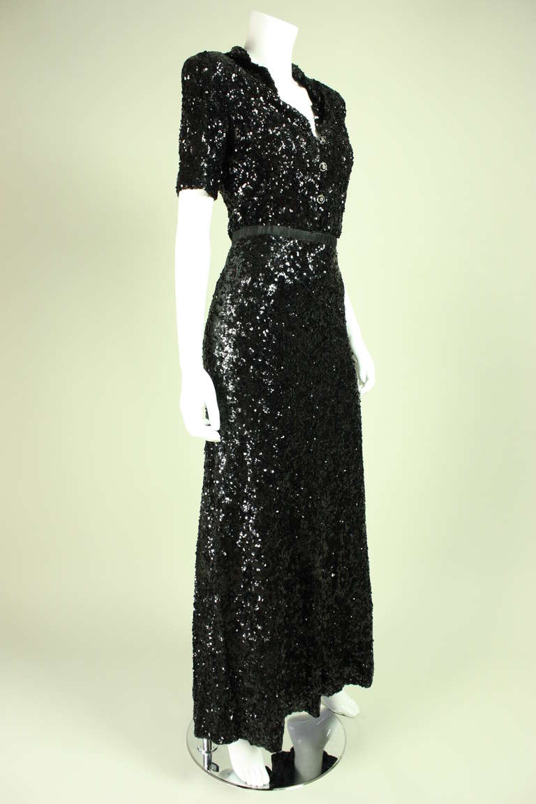 1940's Fully Sequined Evening Gown In Good Condition In Los Angeles, CA