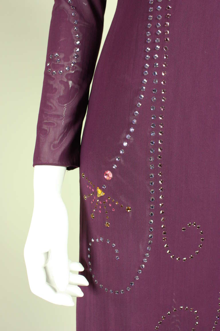 Giorgio Sant'Angelo Rhinestone Studded Mesh Dress, 1970s  For Sale 1