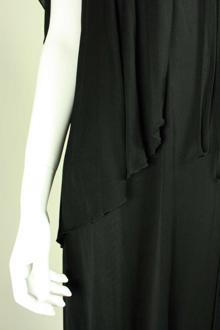 1970's Holly's Harp Black Matte Jersey Layered Gown 2