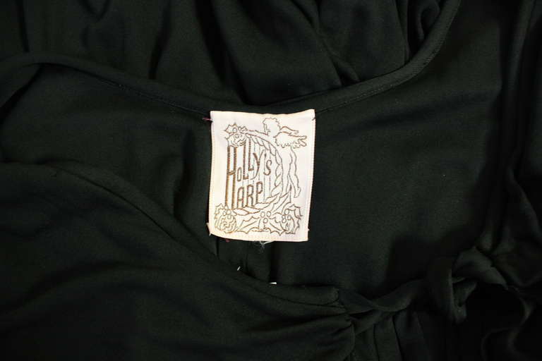 1970's Holly's Harp Black Matte Jersey Layered Gown 3