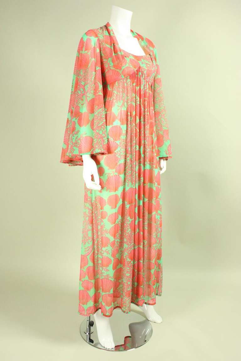Brown Robert-David Morton Seashell Dress, 1970s  For Sale