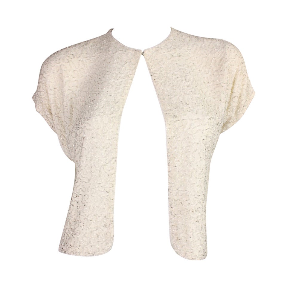 1940's Beaded Cream Jacket For Sale at 1stdibs