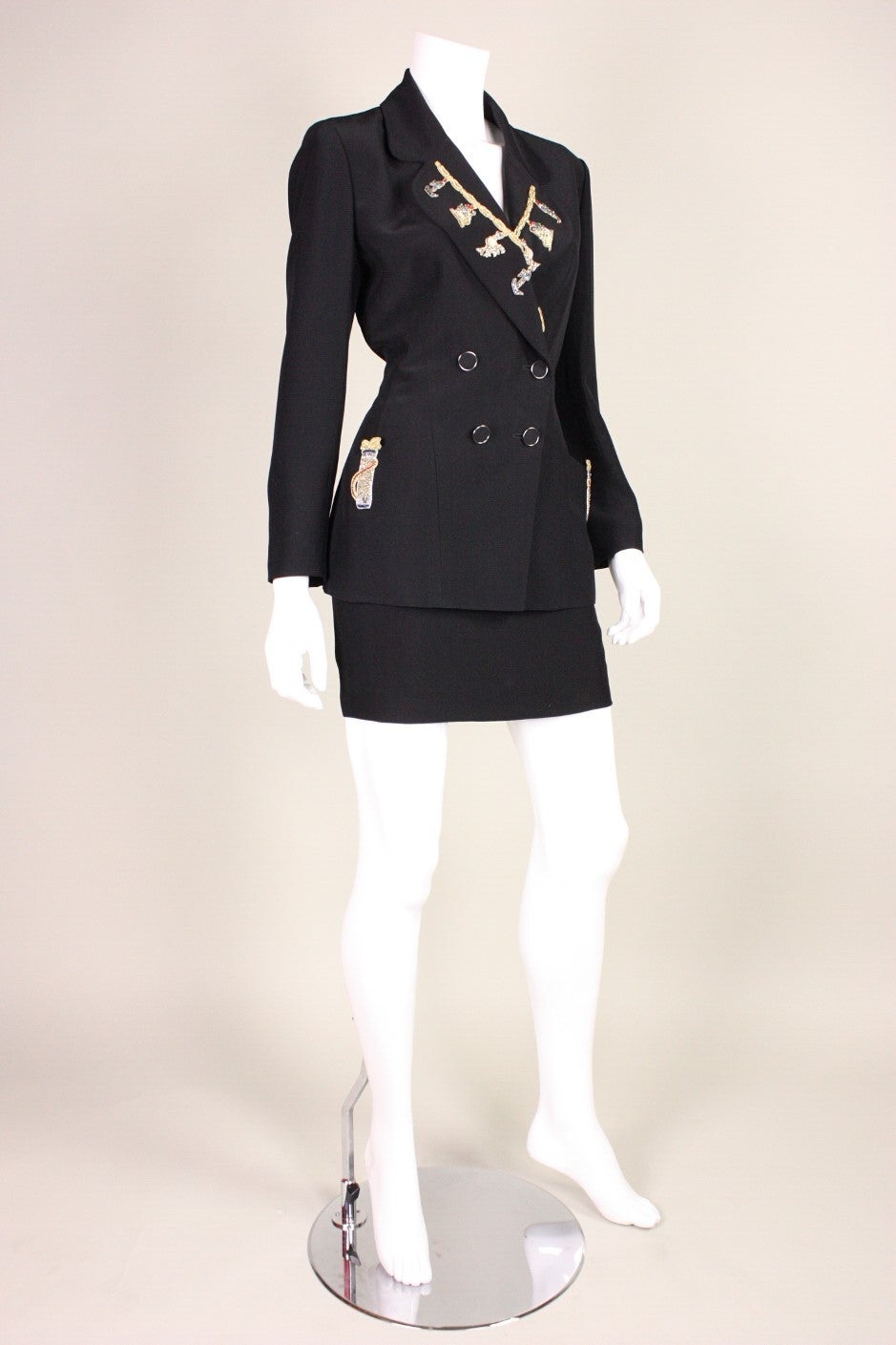 Karl Lagerfeld Embellished Suit, 1990s  In Excellent Condition For Sale In Los Angeles, CA