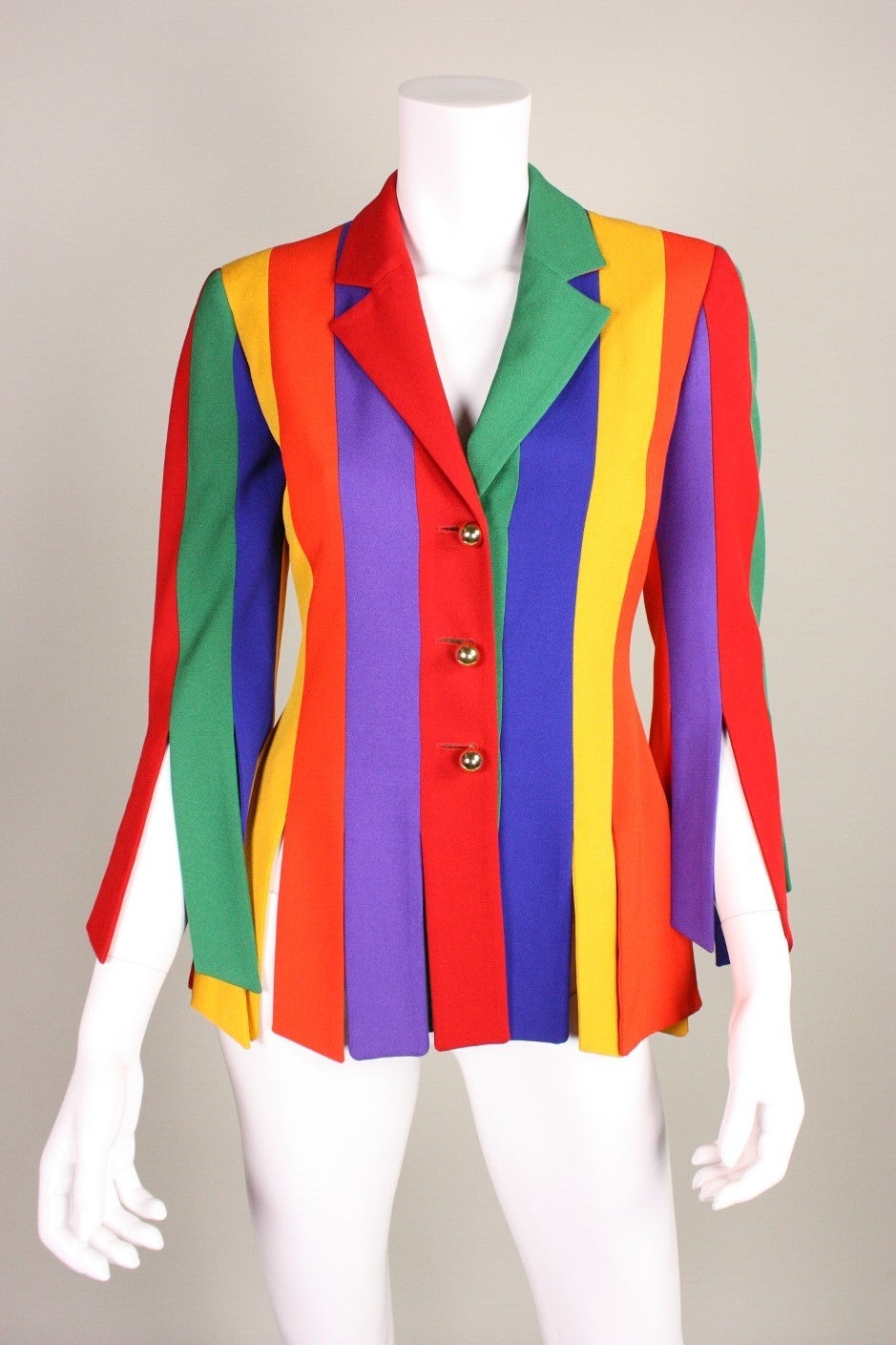 1990's Moschino Color Blocked Jacket.  Center front button closure.  Lined.

Fits approximately a size 4.