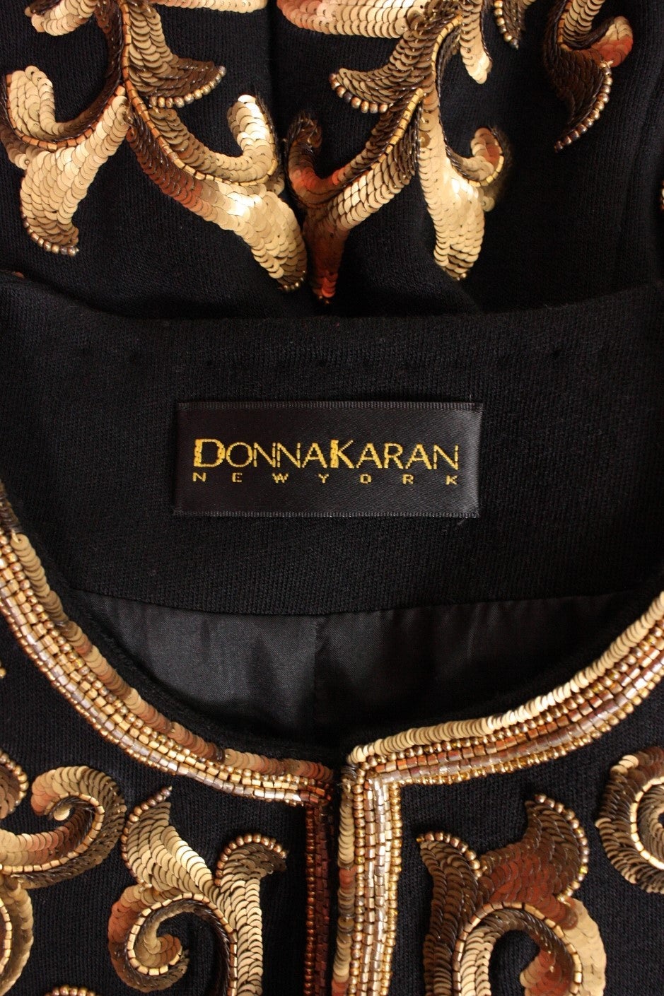Donna Karan Black Jacket with Gold Sequined Embellishment 3