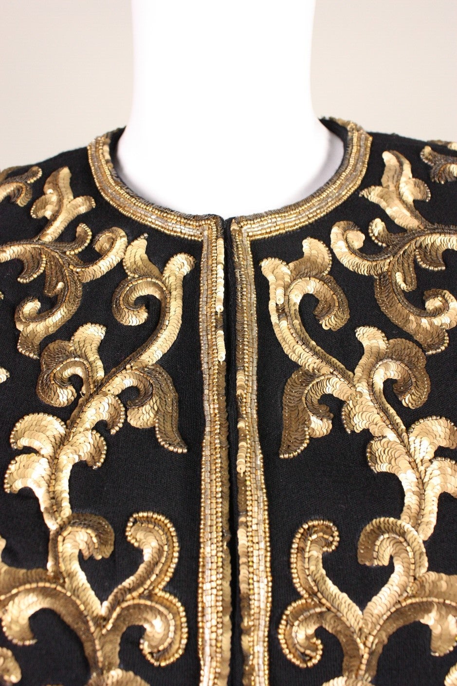 Donna Karan Black Jacket with Gold Sequined Embellishment 1
