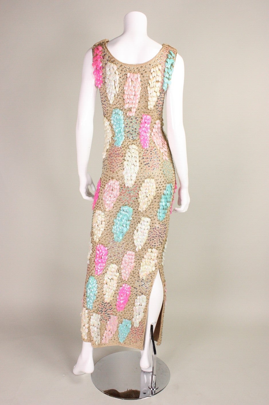 Women's 1960's Crocheted & Sequined Gown