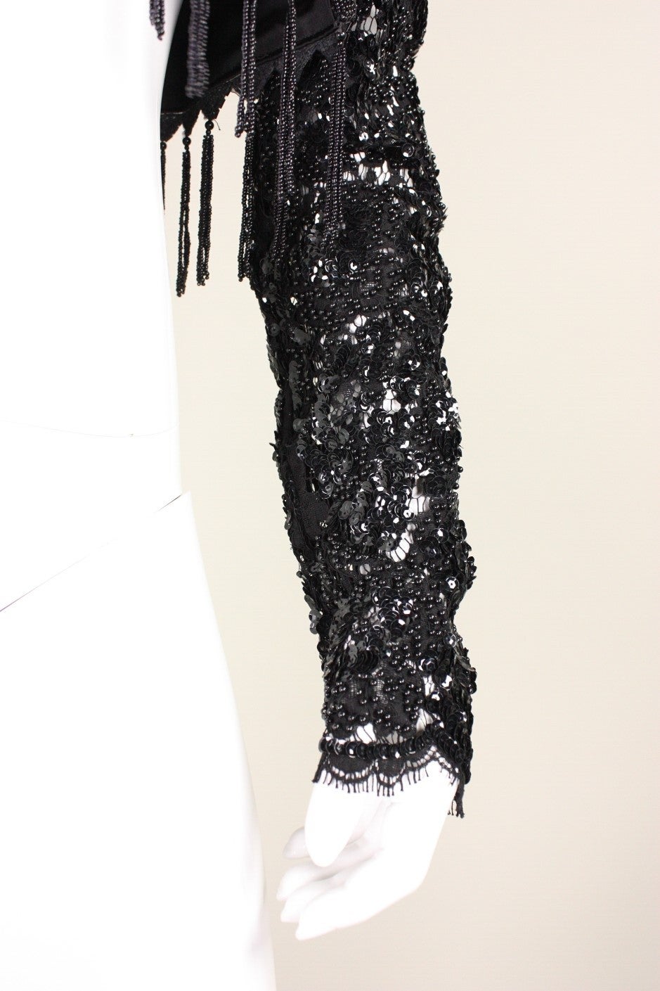 1990's Karen Boyd Beaded Satin & Lace Bolero 3