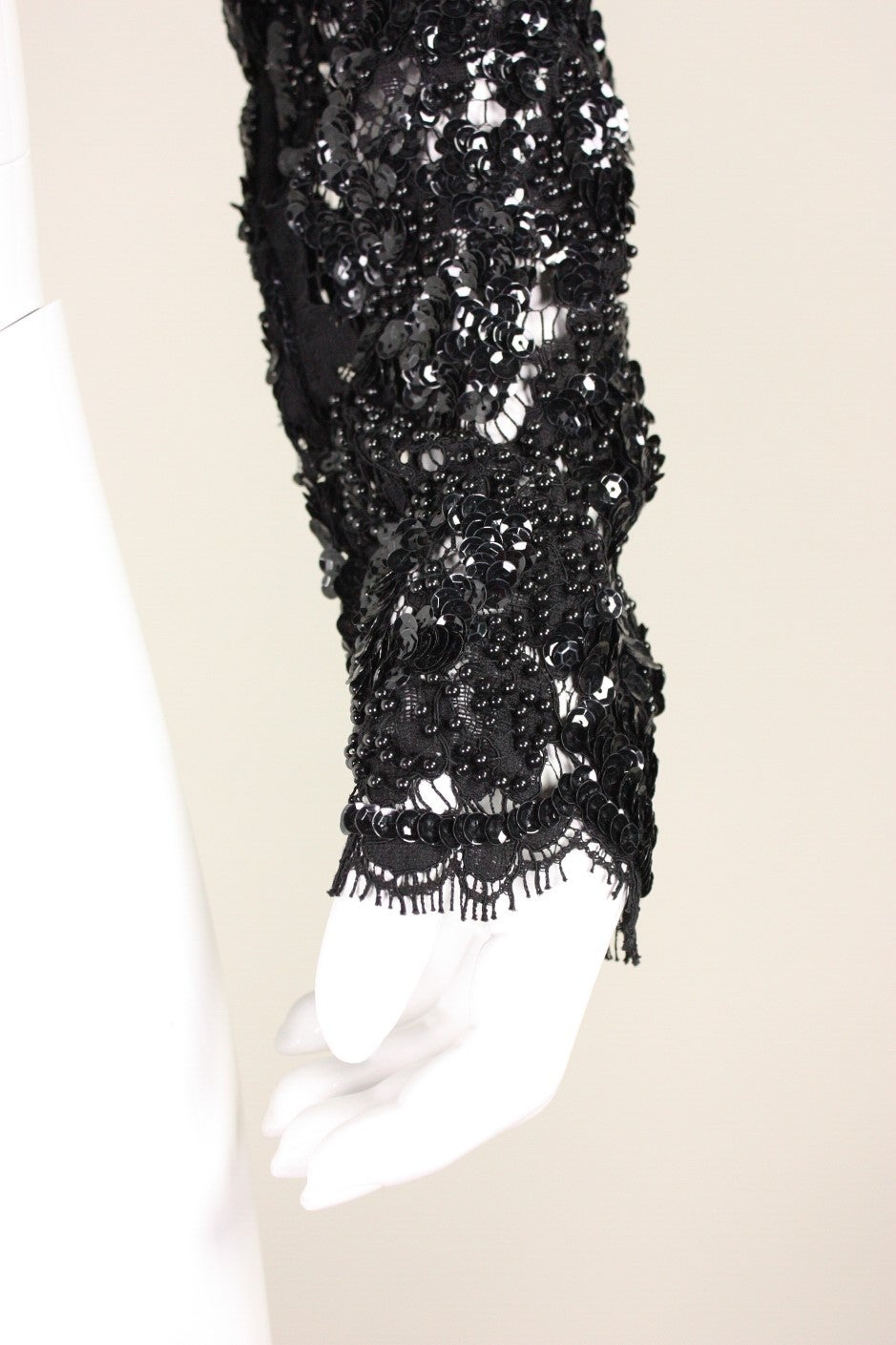 1990's Karen Boyd Beaded Satin & Lace Bolero 4
