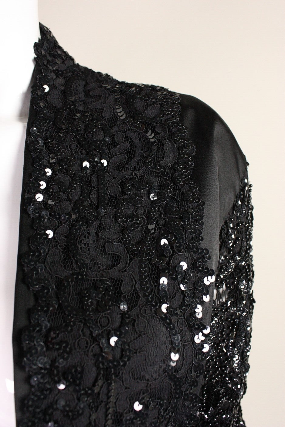1990's Karen Boyd Beaded Satin & Lace Bolero 1