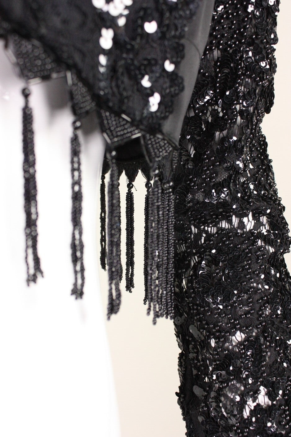 1990's Karen Boyd Beaded Satin & Lace Bolero 2