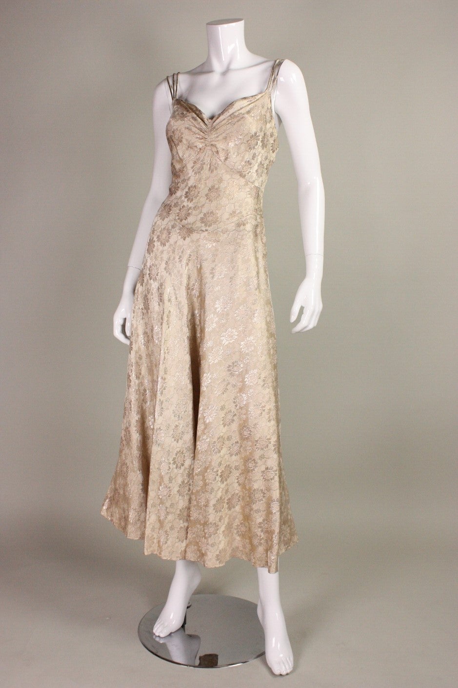 1930's Lamé Bias-Cut Evening Dress For Sale at 1stdibs