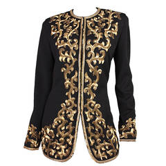 Donna Karan Black Jacket with Gold Sequined Embellishment
