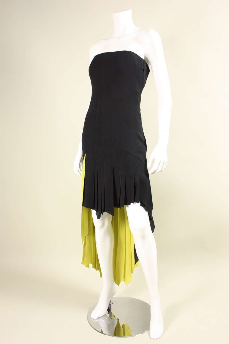 Women's Versace Couture Strapless Dress with Asymmetrical Hem, 1990s  For Sale