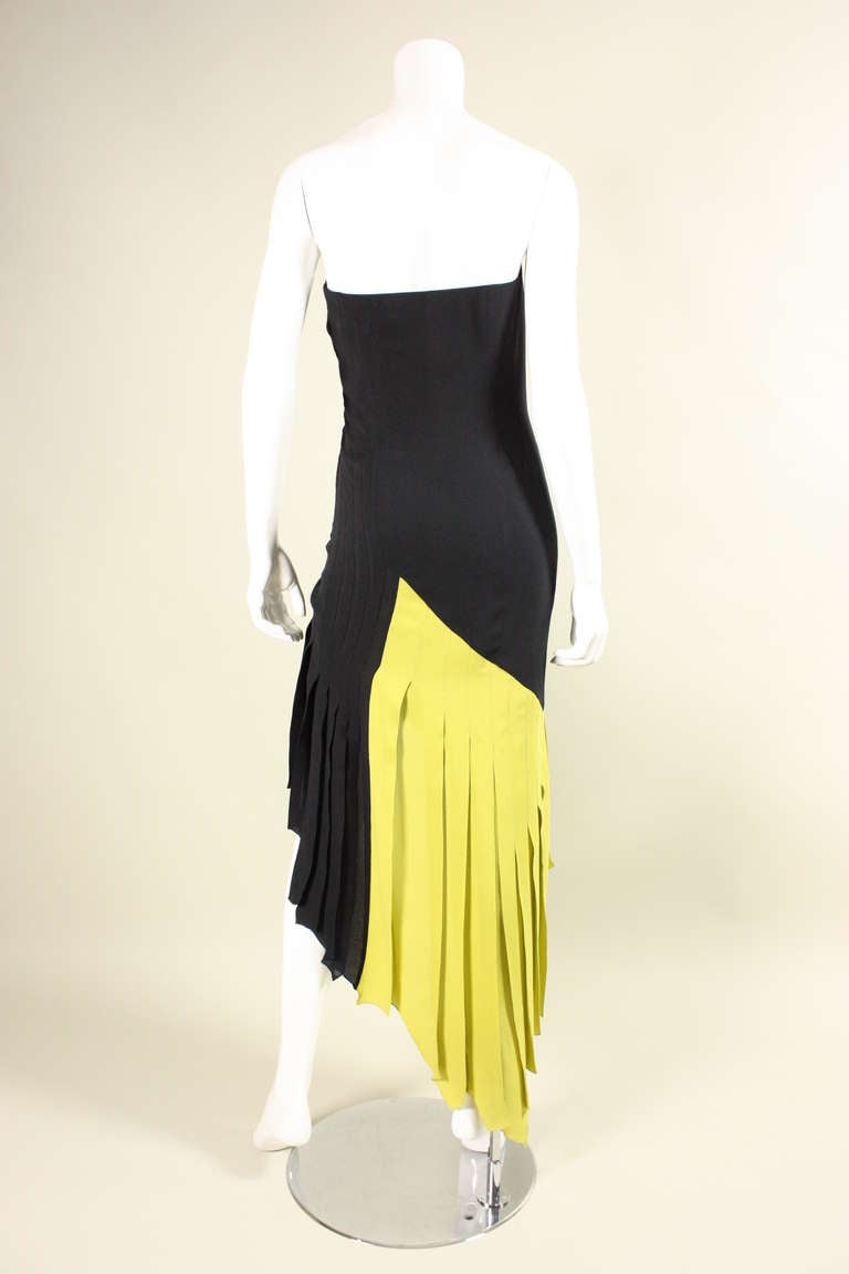 Versace Couture Strapless Dress with Asymmetrical Hem, 1990s  In Excellent Condition For Sale In Los Angeles, CA