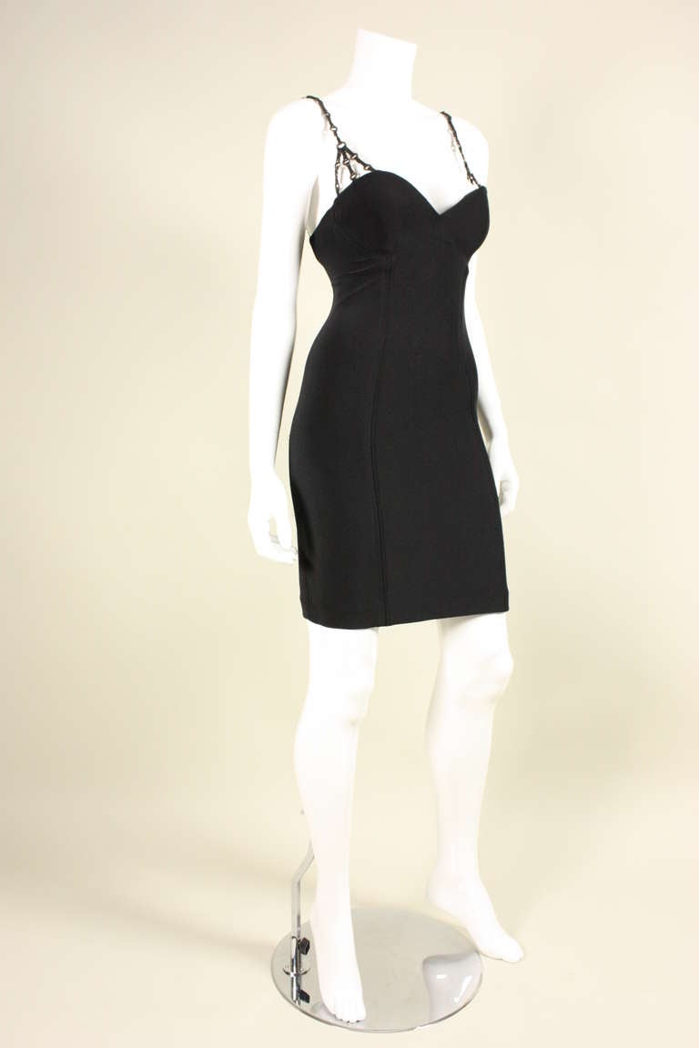 1990's Versace Sculpted Dress with Leather Straps at 1stdibs