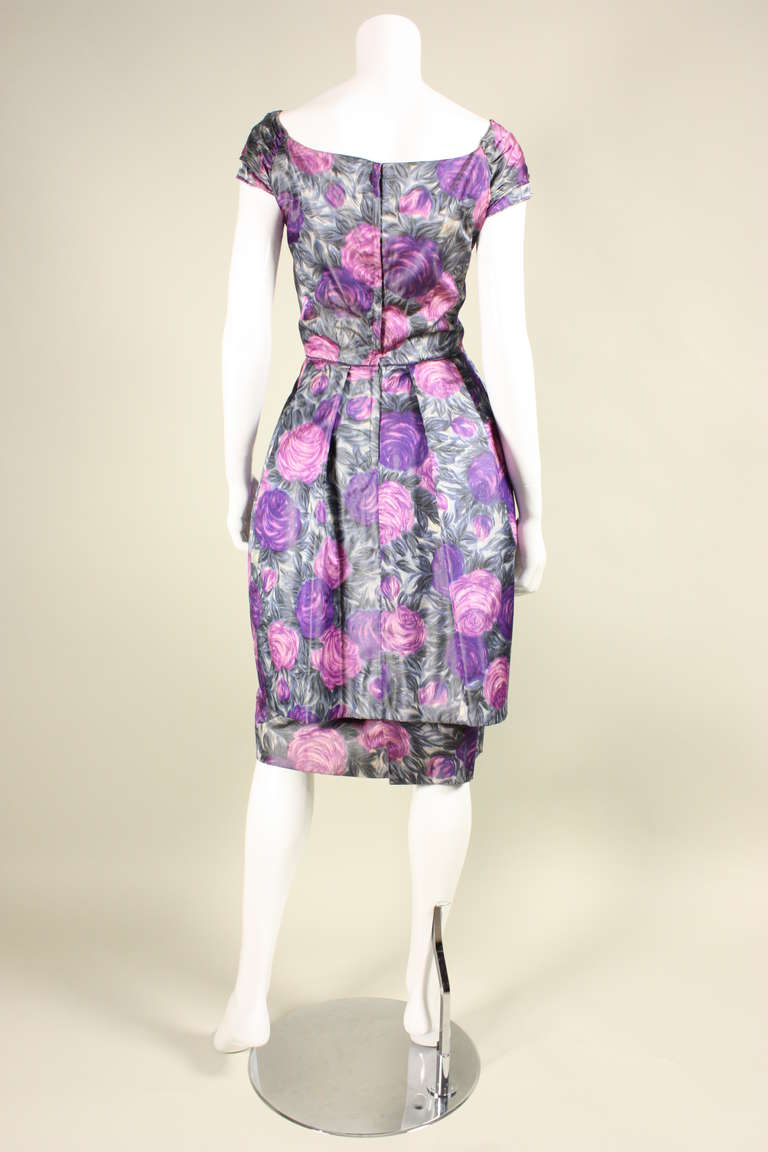 Women's 1950's Watercolor Floral Cocktail Dress