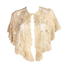 Antique Edwardian Battenburg Lace Capelet