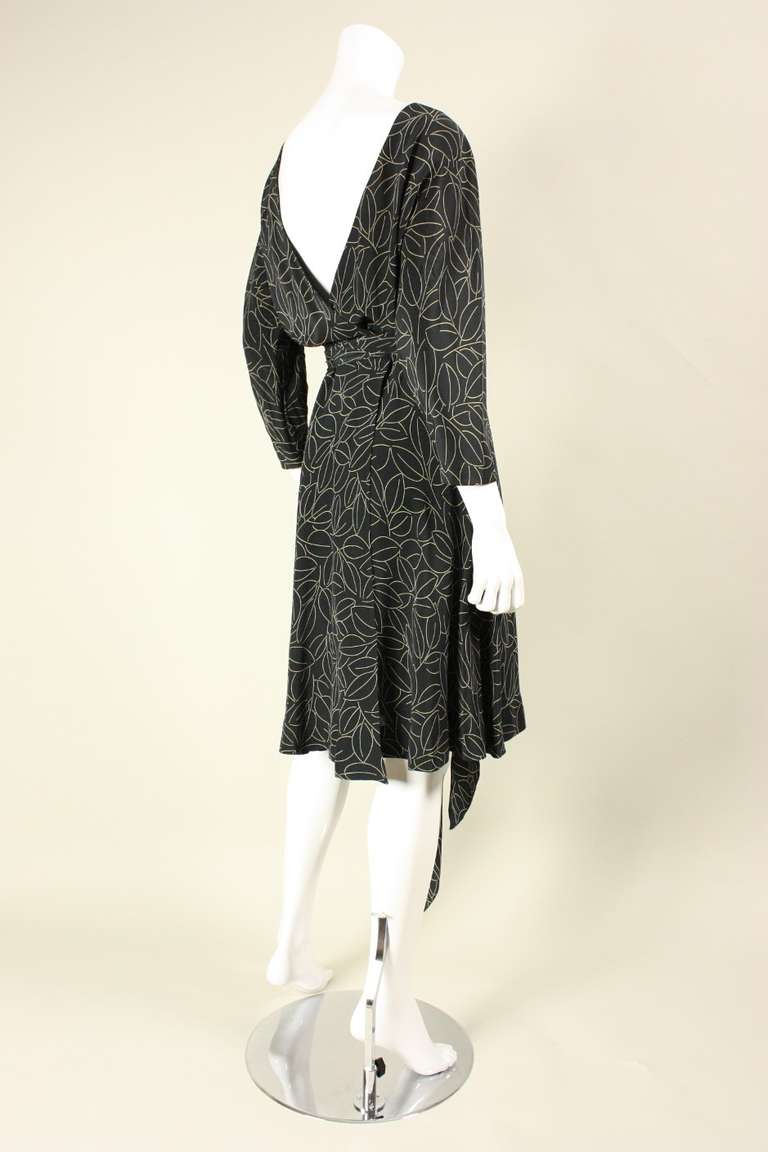 Halston Printed Wrap Dress, 1970s  In Excellent Condition For Sale In Los Angeles, CA