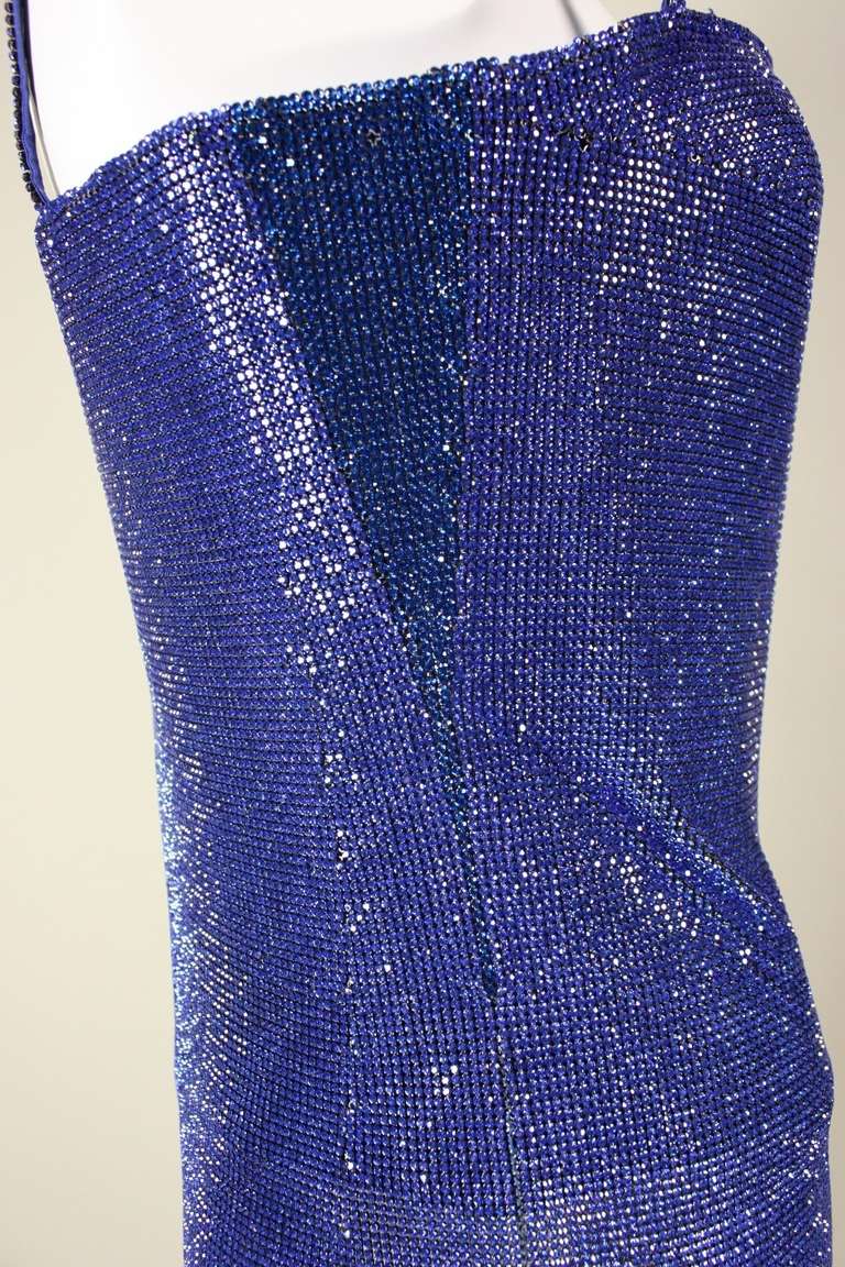 1990's Versace Crystal Encrusted Metal Mesh Mini Dress In Excellent Condition In Los Angeles, CA