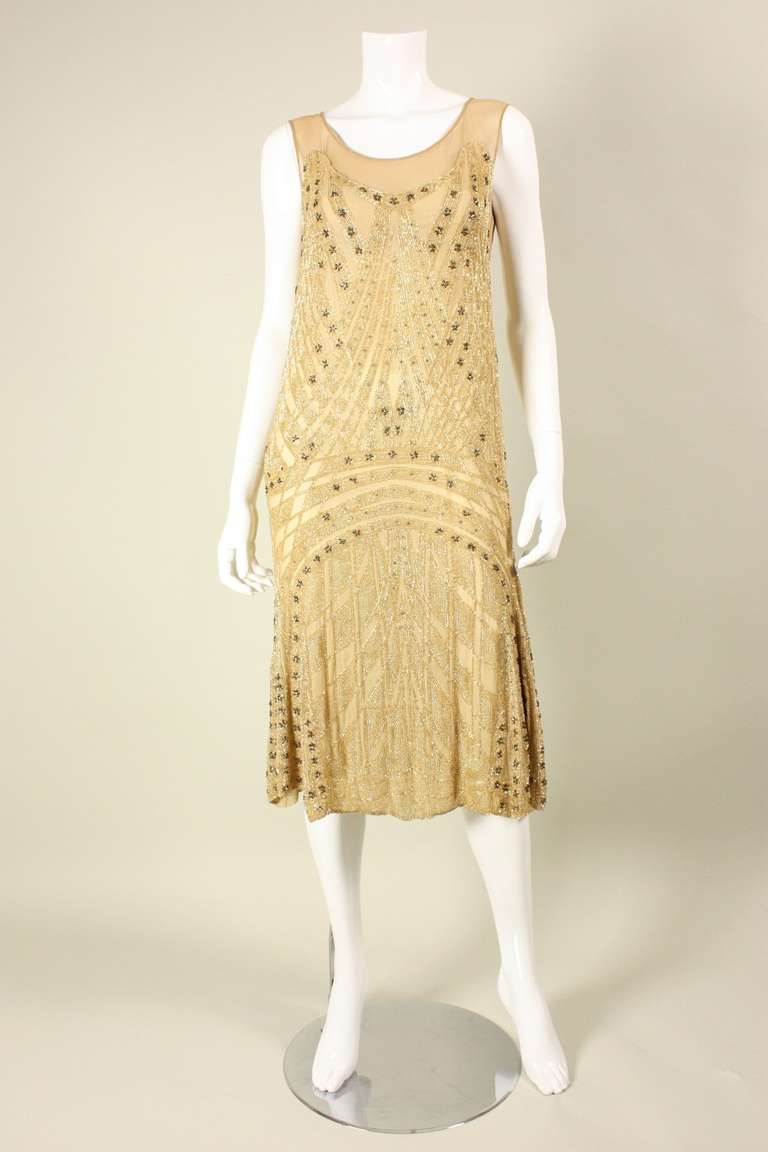 1920's Beaded Silk Flapper Dress For Sale at 1stdibs