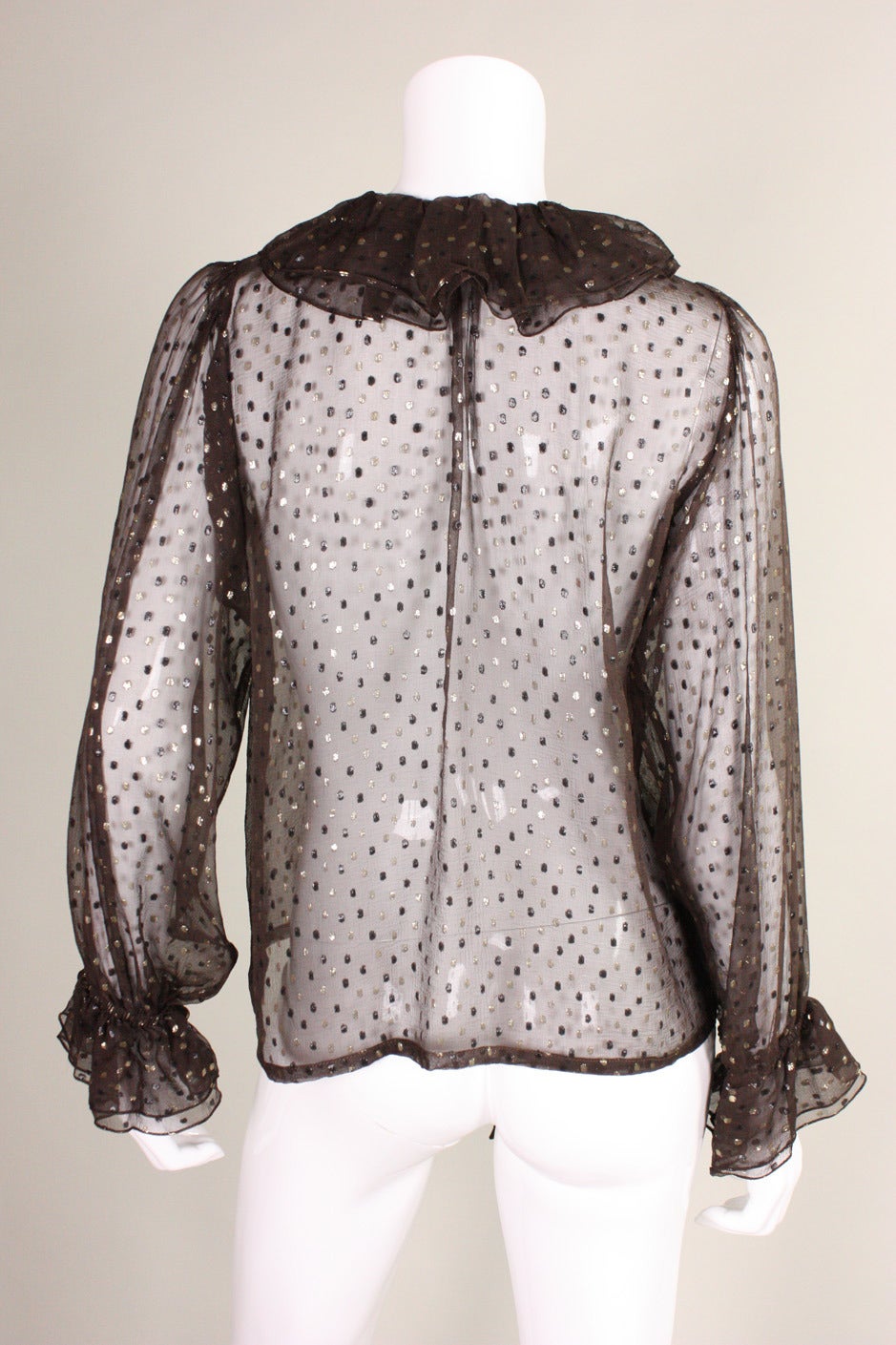 1970's Yves Saint Laurent Metallic Chiffon Blouse 1