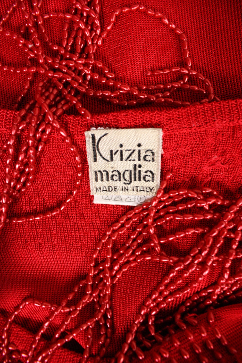 1980's Krizia Red Knit Dress with Beading For Sale 5