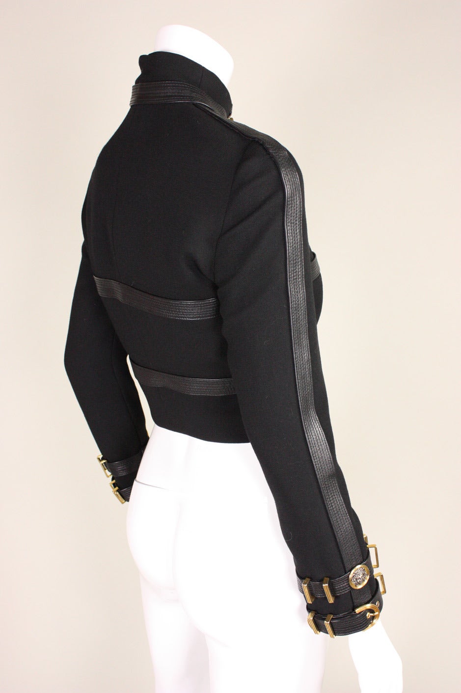 1992 Gianni Versace Jacket with Medusa Hardware & Leather Trim In Excellent Condition In Los Angeles, CA