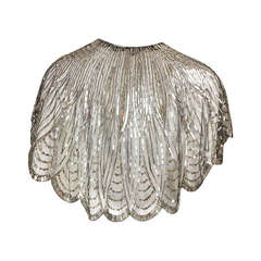 Vintage 1930's Sequined Net Capelet with Scalloped Edges