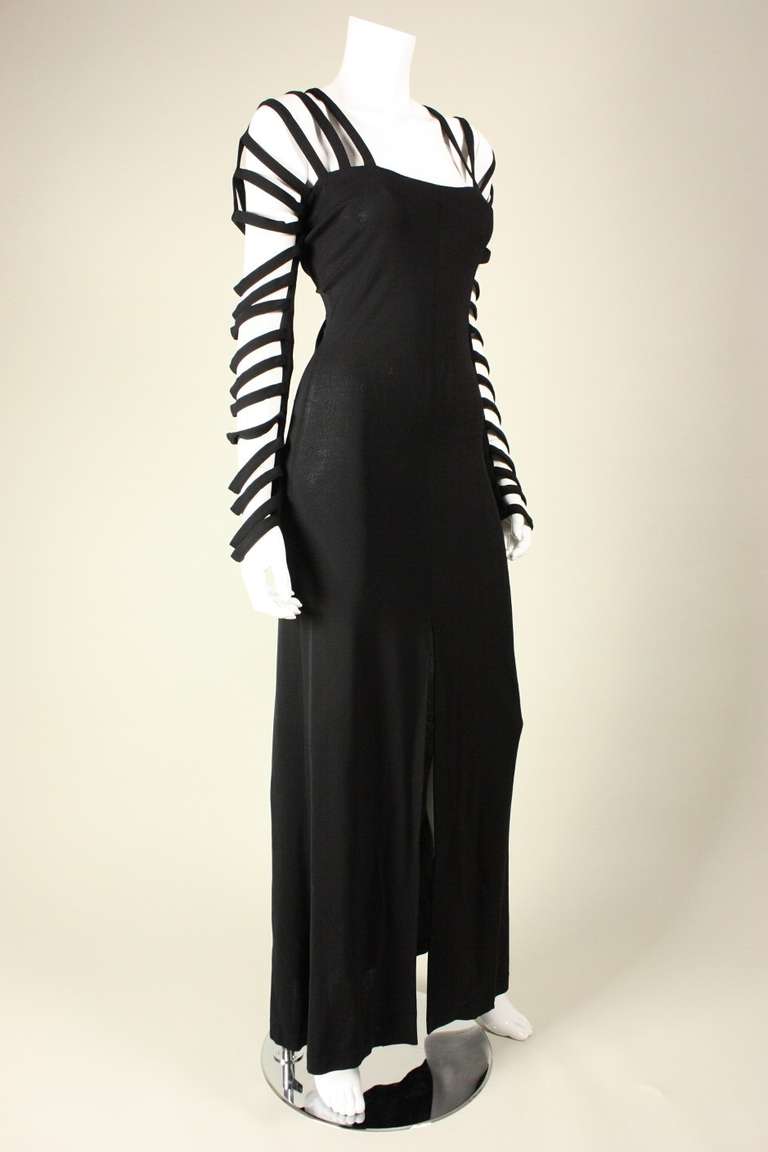 1990's Sophie Sitbon Black Gown with Cutout Detailing In Good Condition In Los Angeles, CA