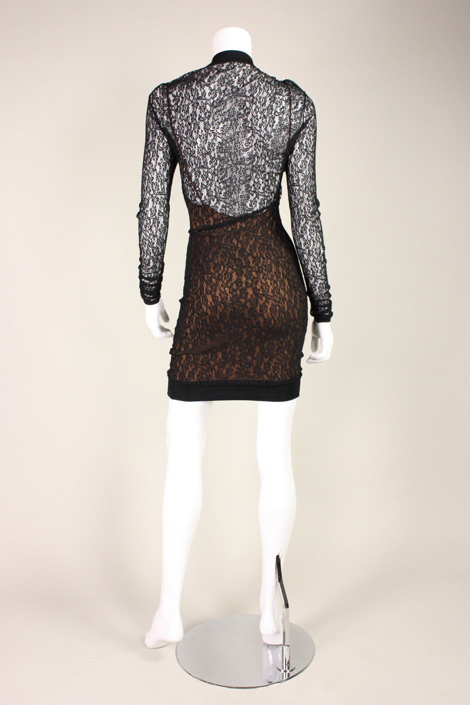 Women's 1990's Alaia Fitted Black Lace Cocktail Dress