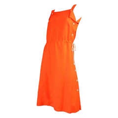 Courreges Orange Linen Sleeveless Dress
