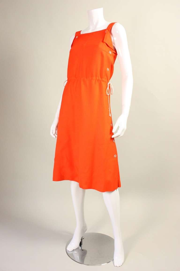 Courreges Orange Linen Sleeveless Dress