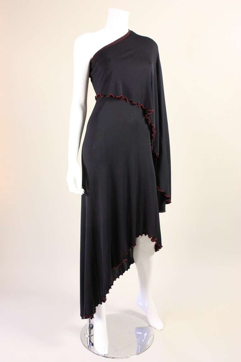1970's Stephen Burrows One-Shouldered Jersey Dress In Excellent Condition In Los Angeles, CA