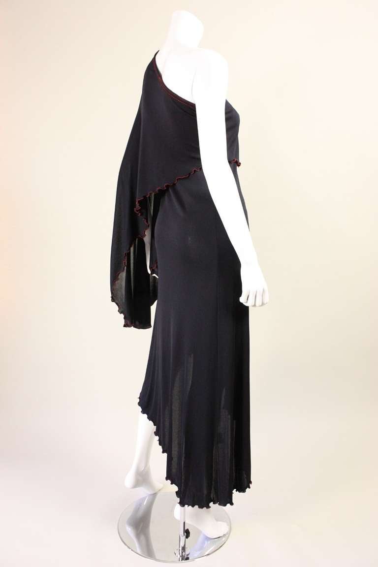 Women's 1970's Stephen Burrows One-Shouldered Jersey Dress